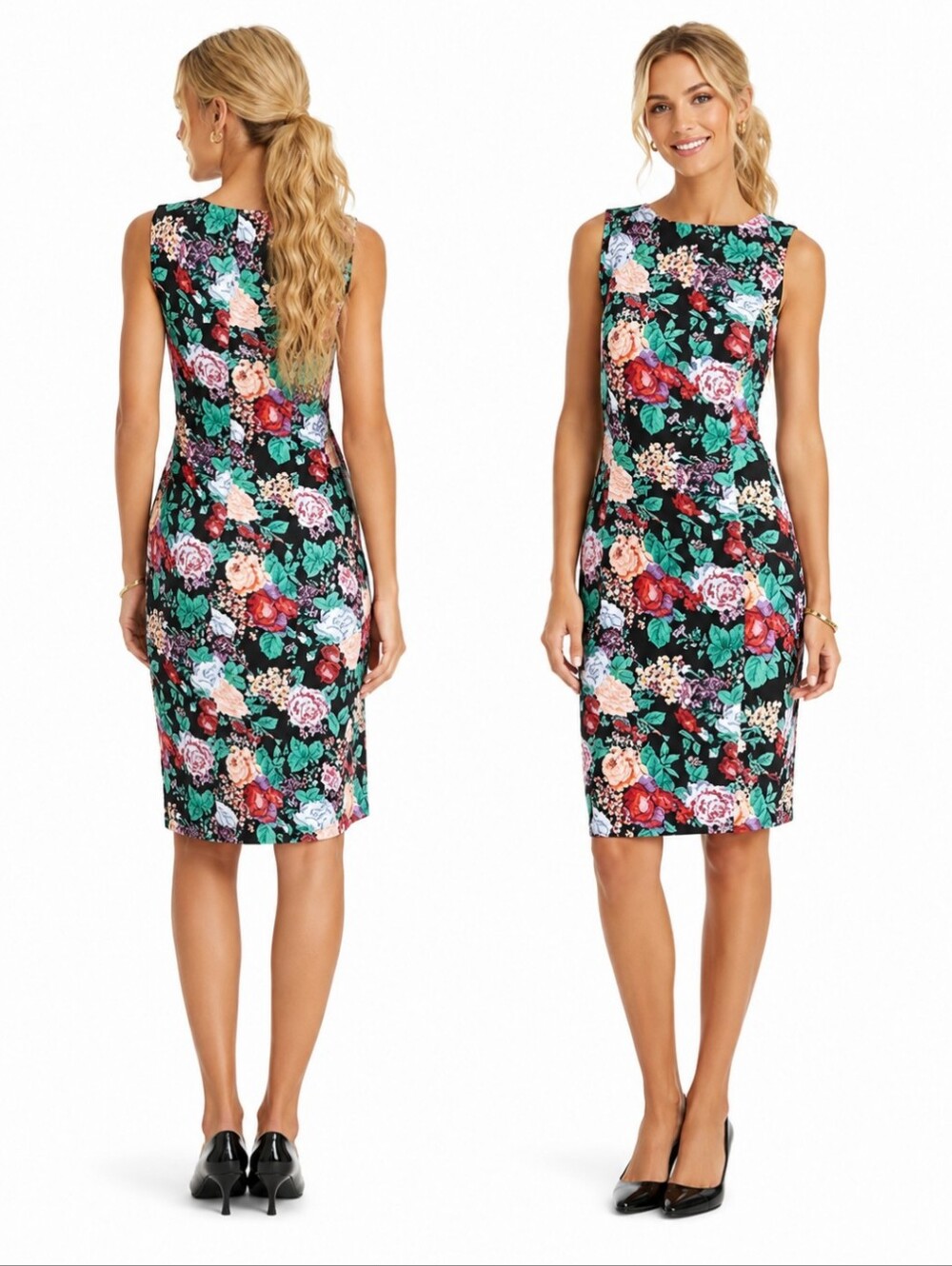 J CREW "ADACHI" FLORAL BLACK MULTI Cottagecore sleeveless SHEATH DRESS SZ 6
